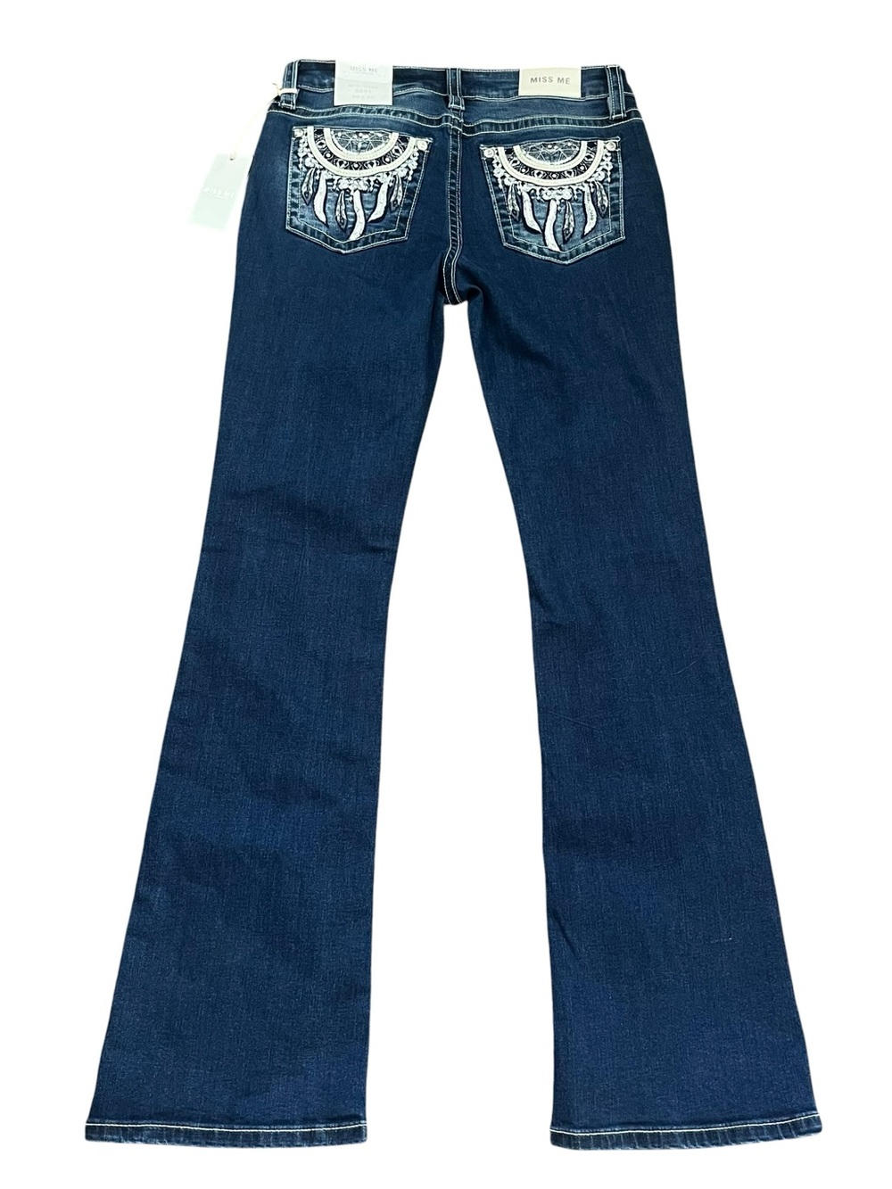 Miss Me Dreamcatcher Pocket Mid Rise Bootcut Jeans Dark Wash 29 NWT